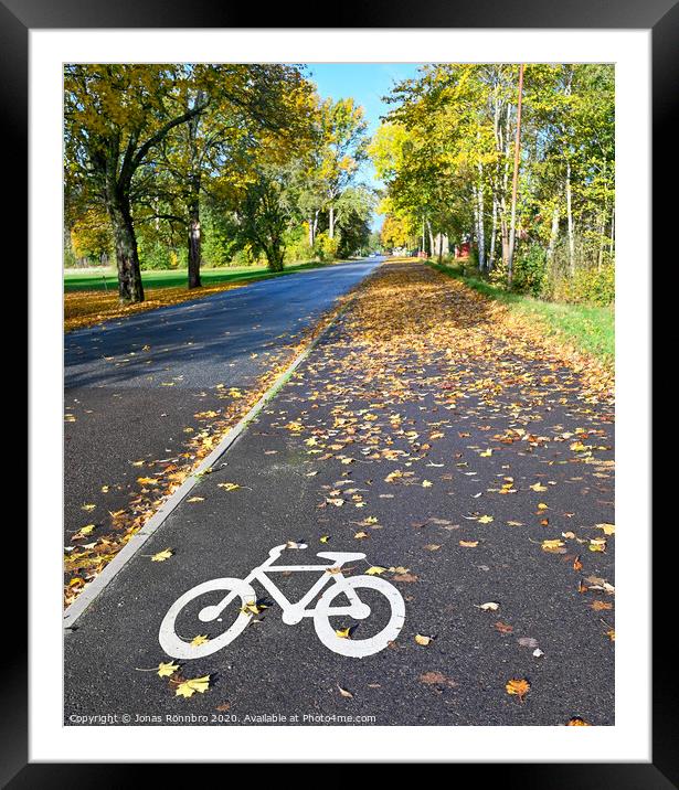 bicycle painted on bicycle path in Hallabrottet Kumla Sweden Framed Mounted Print by Jonas Rönnbro