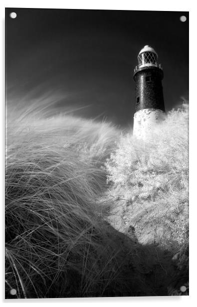 Spurn Lighthouse Acrylic by Richard Burdon