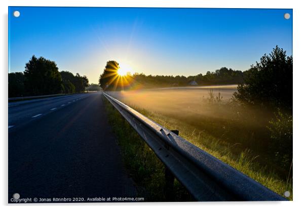 early sunrise over straight road with deminishing perspctive Acrylic by Jonas Rönnbro