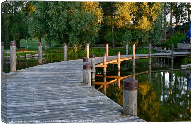 wooden bridge over water in beautiful park Canvas Print by Jonas Rönnbro