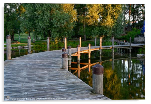 wooden bridge over water in beautiful park Acrylic by Jonas Rönnbro