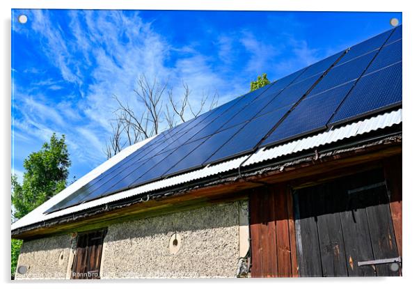 solar panels on the roof of a barn Acrylic by Jonas Rönnbro