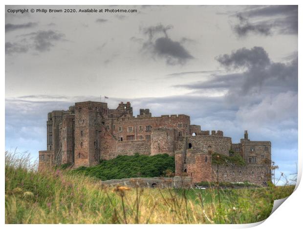 Bamburgh Castle in Northumberland Print by Philip Brown