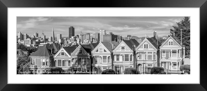 Painted Ladies & San Francisco Skyline | Monochrome Framed Mounted Print by Melanie Viola