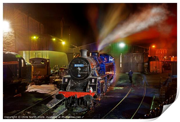 Steam train at Haworth Shunting Yard. Print by Chris North