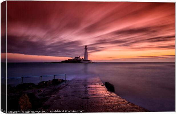 St Mary's Island Canvas Print by Rob McAvoy