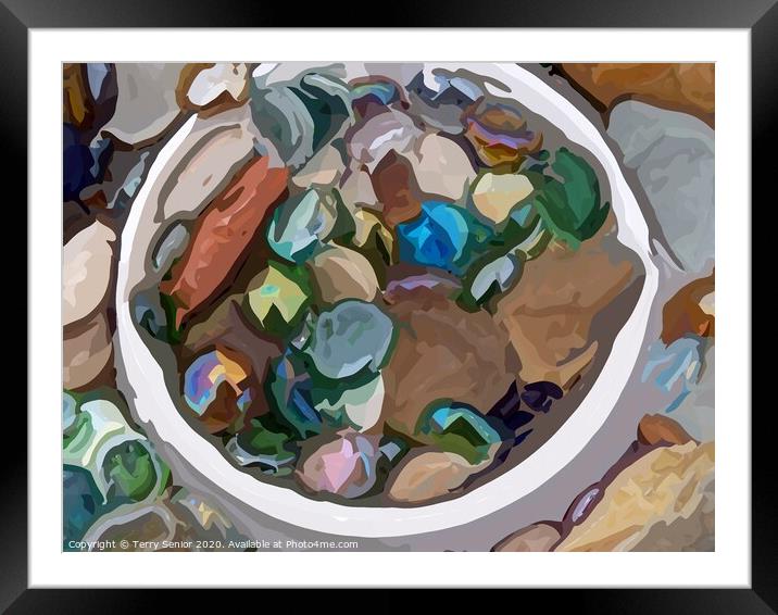 Watercolour Vector Painted Glass Framed Mounted Print by Terry Senior