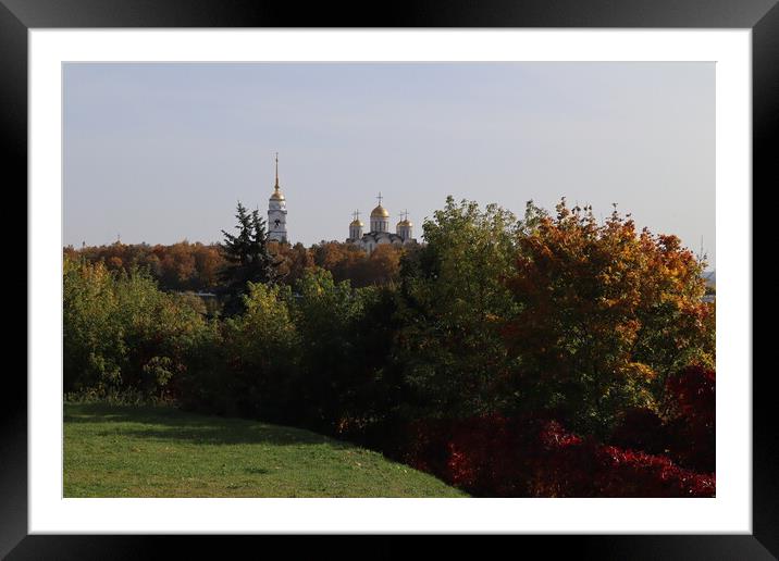 Autumn landscape, top view, panorama, Vladimir city, Russia.  Framed Mounted Print by Karina Osipova