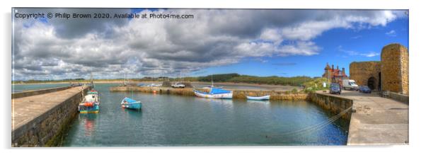 Beadnell Harbour, Northumbria_Panorama 1 Acrylic by Philip Brown