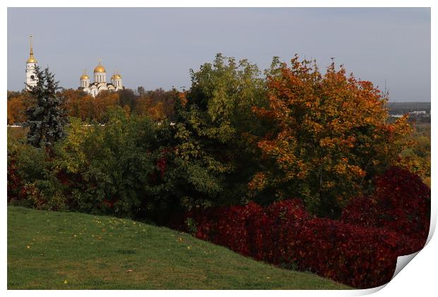 Beautiful autumn panorama, landscape, top view, Print by Karina Osipova