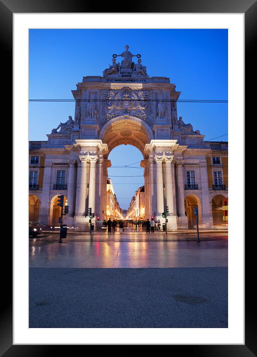 Rua Augusta Arch at Dusk in Lisbon Framed Mounted Print by Artur Bogacki