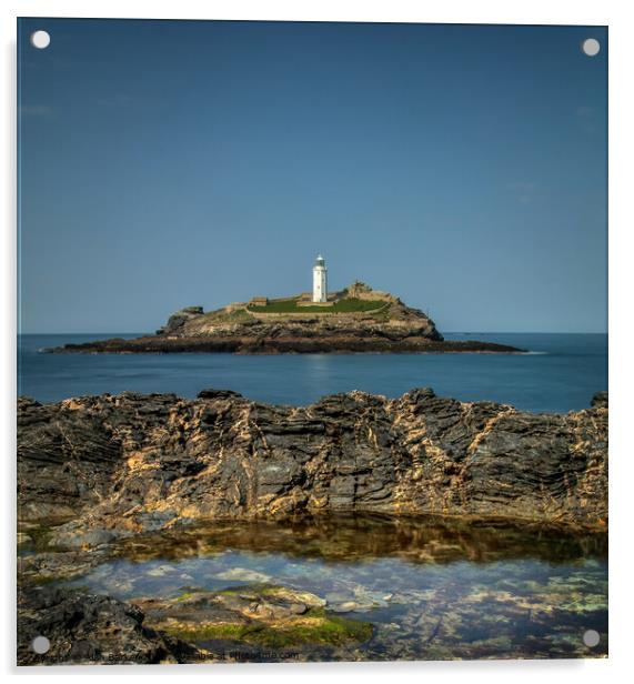 Godrevy Lighthouse Acrylic by Alan Barker