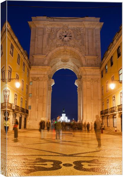 Rua Augusta Arch at Night in Lisbon Canvas Print by Artur Bogacki