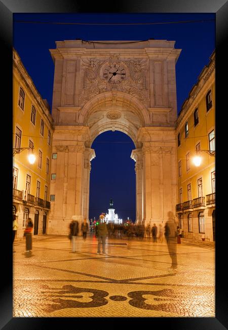 Rua Augusta Arch at Night in Lisbon Framed Print by Artur Bogacki