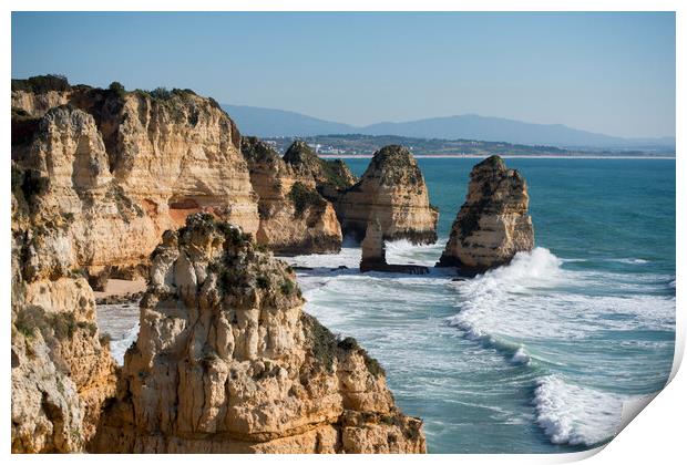 PORTUGAL ALGARVE LAGOS PONTA DA PIEDADE Print by urs flueeler