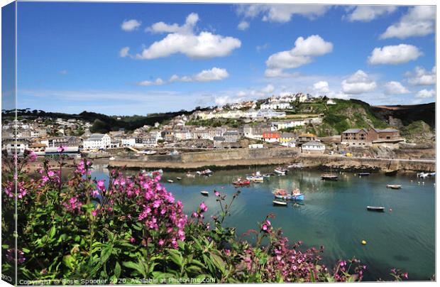 Mevagissey from the Coast Path in Cornwall Canvas Print by Rosie Spooner