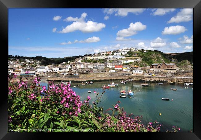 Mevagissey from the Coast Path in Cornwall Framed Print by Rosie Spooner
