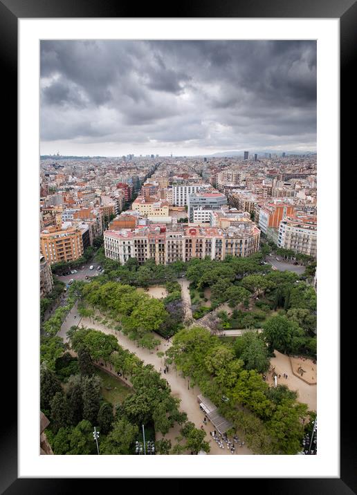 Barcelona Aerial View Cityscape Framed Mounted Print by Artur Bogacki