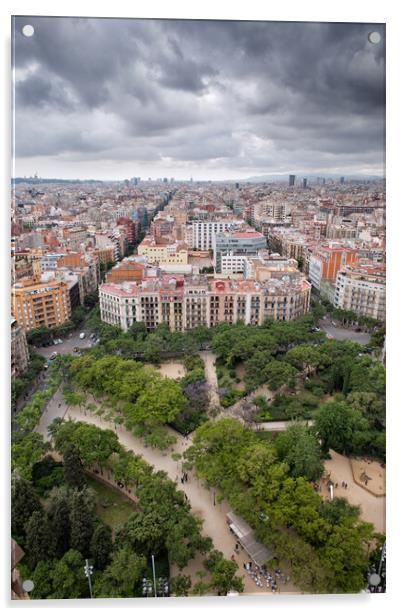 Barcelona Aerial View Cityscape Acrylic by Artur Bogacki