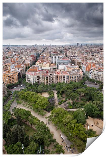 Barcelona Aerial View Cityscape Print by Artur Bogacki