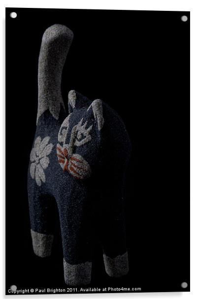 Sand Cat Ornament Acrylic by Paul Brighton
