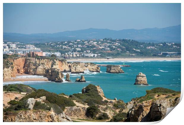 PORTUGAL ALGARVE LAGOS PONTA DA PIEDADE Print by urs flueeler