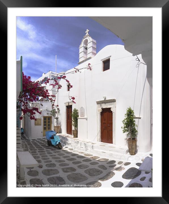 Mykonos courtyard. Framed Mounted Print by Chris North