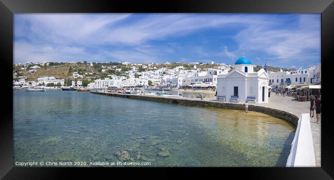 Mykonos waterfront. Framed Print by Chris North