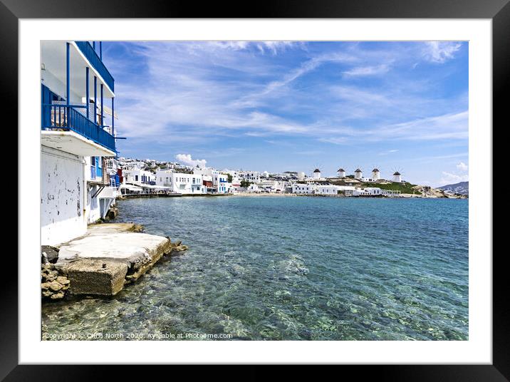 Mykonos waterfront. Framed Mounted Print by Chris North