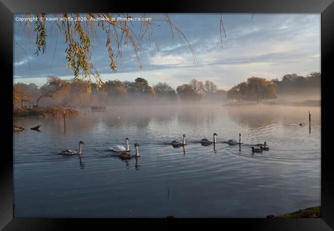 Mist across the pond Framed Print by Kevin White