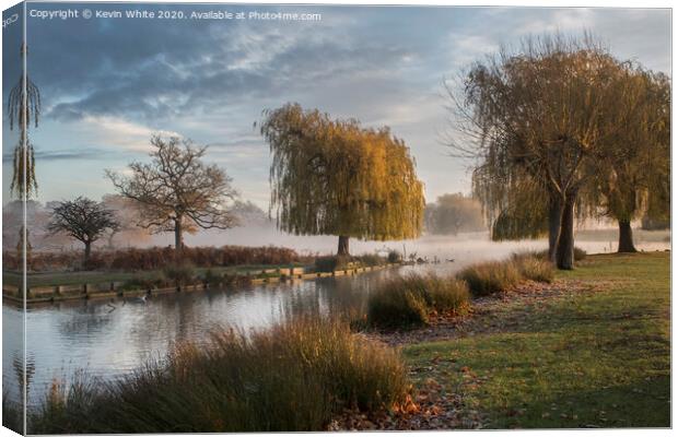 Misty early morning sun Canvas Print by Kevin White