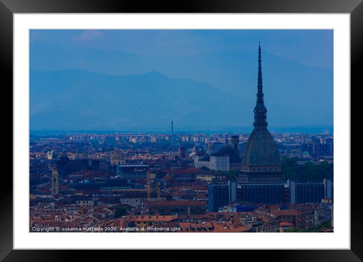 a magnificent view of  Turin with the Mole Antonelliana Framed Mounted Print by susanna mattioda