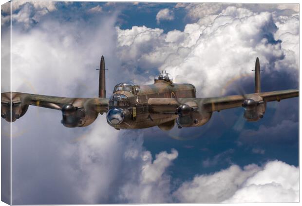 Avro Lancaster above clouds close-up Canvas Print by Gary Eason