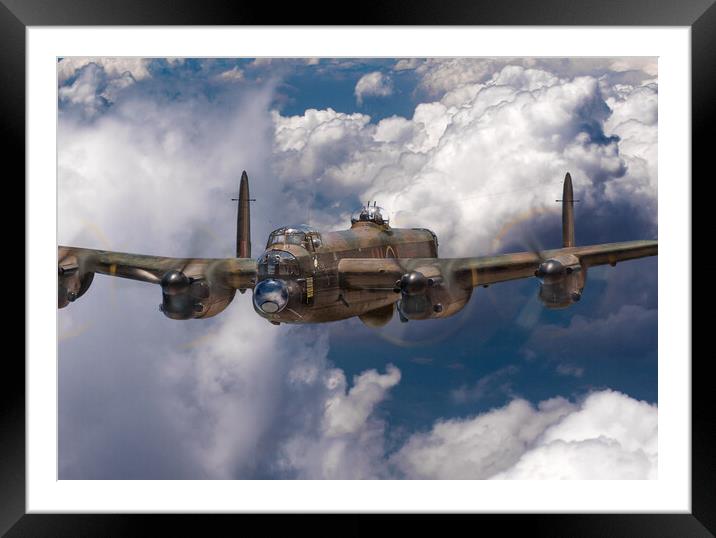 Avro Lancaster above clouds close-up Framed Mounted Print by Gary Eason