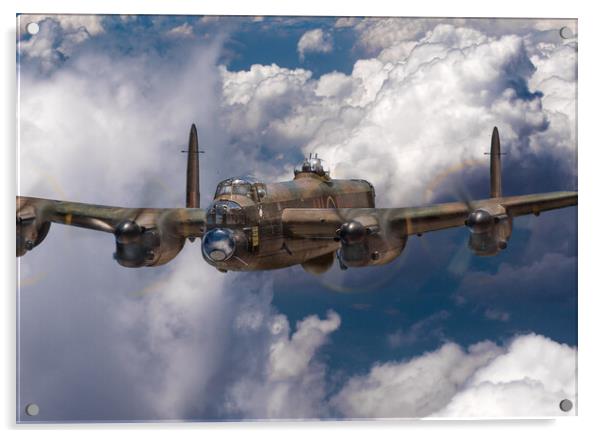 Avro Lancaster above clouds close-up Acrylic by Gary Eason