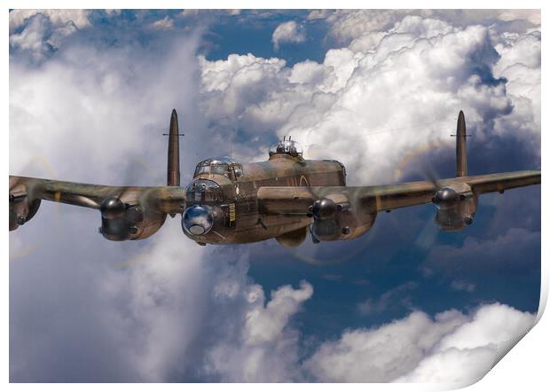 Avro Lancaster above clouds close-up Print by Gary Eason