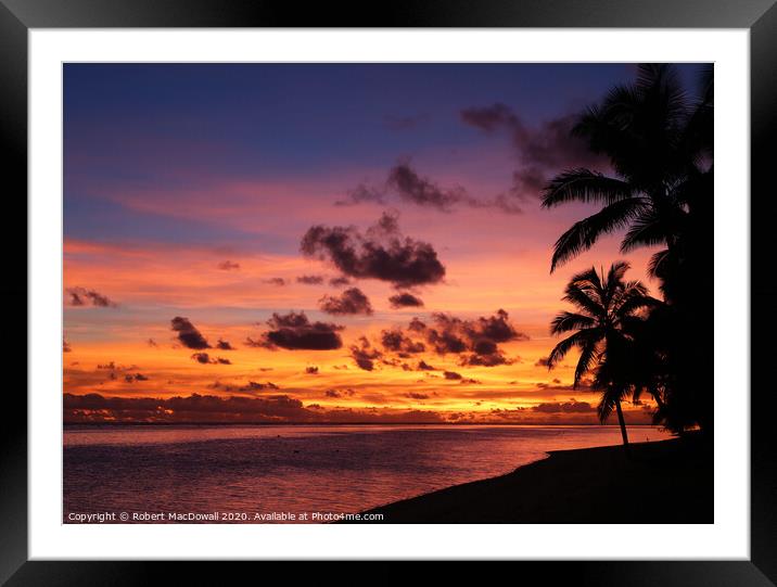 Sunset from Moana Sands in Rarotonga Framed Mounted Print by Robert MacDowall