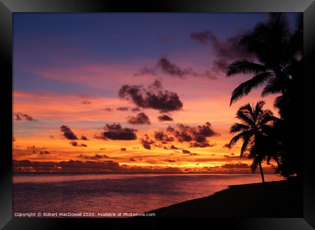 Sunset from Moana Sands in Rarotonga Framed Print by Robert MacDowall