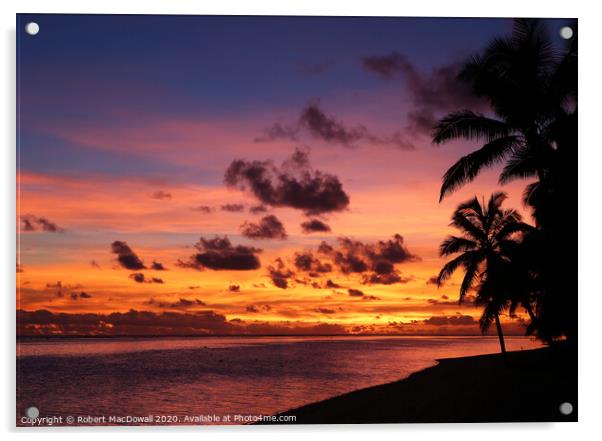 Sunset from Moana Sands in Rarotonga Acrylic by Robert MacDowall