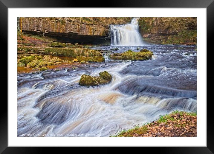 Winter at West Burton Waterfall, Wensleydale, York Framed Mounted Print by Martyn Arnold