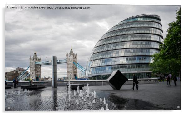 City Hall, London Acrylic by Jo Sowden