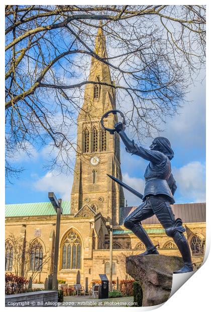 Statue of King Richard lll outside Leicester Cathedral. Print by Bill Allsopp