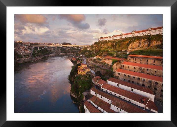 Douro River Wine Cellars At Sunset Framed Mounted Print by Artur Bogacki