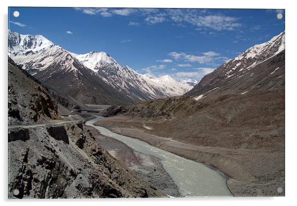Chandra River Lahaul Valley Acrylic by Serena Bowles