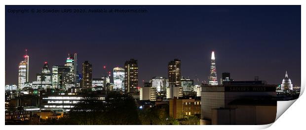 London View at Night Print by Jo Sowden