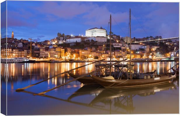 City of Porto at Night in Portugal Canvas Print by Artur Bogacki