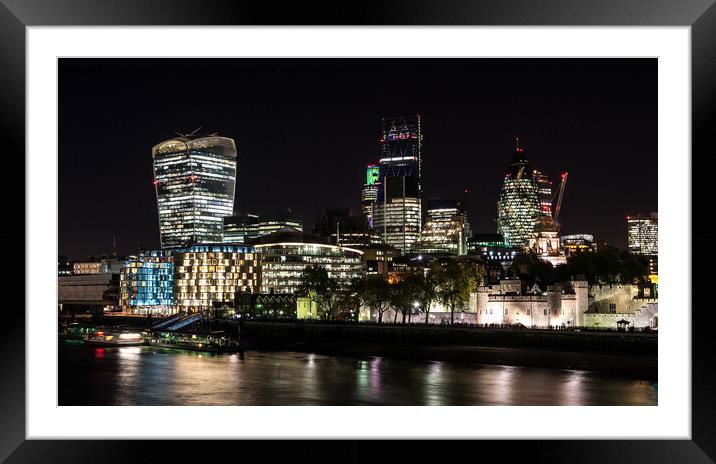 London View at Night  Framed Mounted Print by Jo Sowden