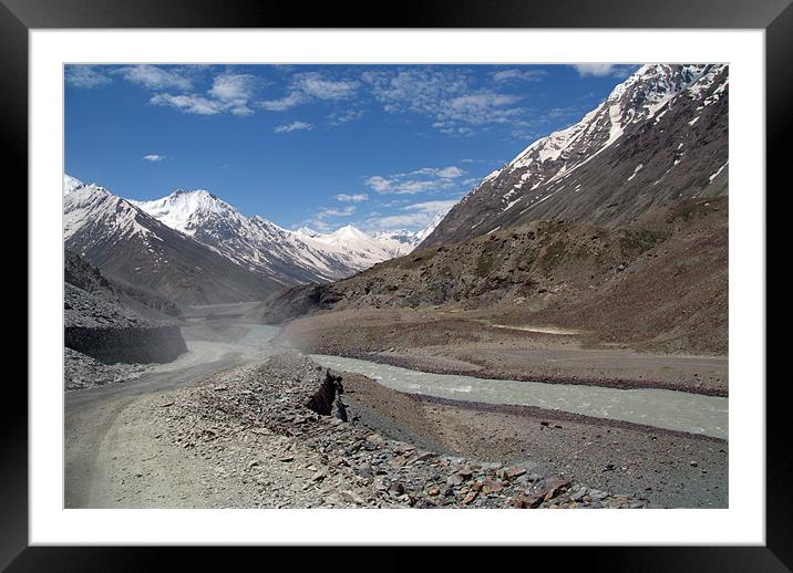Dusty Road in Lahaul Valley, Himachal Pradesh, Ind Framed Mounted Print by Serena Bowles