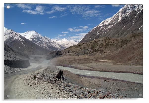 Dusty Road in Lahaul Valley, Himachal Pradesh, Ind Acrylic by Serena Bowles