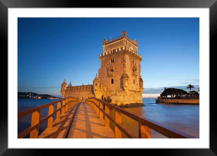 Belem Tower in Lisbon at Twilight Framed Mounted Print by Artur Bogacki
